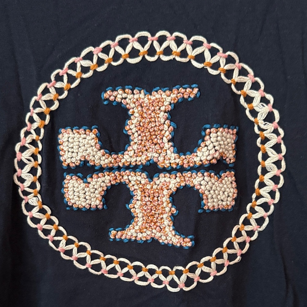 Tory Burch NWT Navy Short Sleeve Tee with Logo - Picture 5 of 7